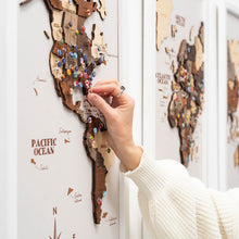 Load image into Gallery viewer, 3D Wooden Triptych World Map Multicolor