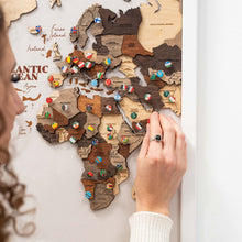 Load image into Gallery viewer, 3D Wooden Triptych World Map Multicolor