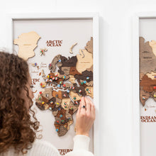 Load image into Gallery viewer, 3D Wooden Triptych World Map Multicolor