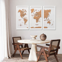 Load image into Gallery viewer, Cork world map triptych - Black