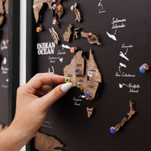 Load image into Gallery viewer, Triptych Wooden World Map (Dark Walnut)