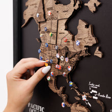 Load image into Gallery viewer, Triptych Wooden World Map (Dark Walnut)