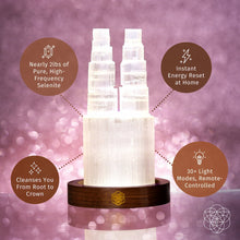 Load image into Gallery viewer, Two-Tower Selenite Lamp – Deep Energy Cleanse &amp; Reset