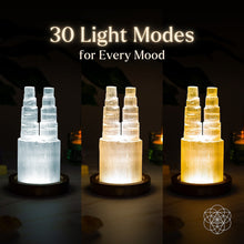 Load image into Gallery viewer, Two-Tower Selenite Lamp – Deep Energy Cleanse &amp; Reset