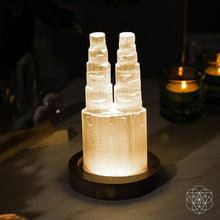 Load image into Gallery viewer, Two-Tower Selenite Lamp – Deep Energy Cleanse &amp; Reset