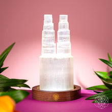 Load image into Gallery viewer, Two-Tower Selenite Lamp – Deep Energy Cleanse &amp; Reset