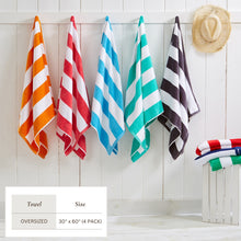 Load image into Gallery viewer, Cotton Velour Cabana Stripe Beach Towel - Novia Collection