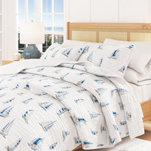 Load image into Gallery viewer, Coastal Blue Sailboat Quilt Set - Marzano Collection