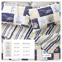 Load image into Gallery viewer, Caspian Collection Coastal Patchwork Quilt Set