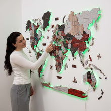 Load image into Gallery viewer, 3D LED / LUMINOUS Wooden World Map 3.0 Urban