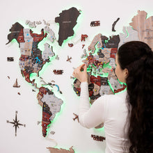 Load image into Gallery viewer, 3D LED / LUMINOUS Wooden World Map 3.0 Urban