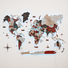 Load image into Gallery viewer, 3D LED / LUMINOUS Wooden World Map 3.0 Urban