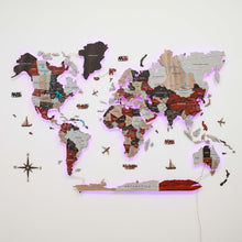 Load image into Gallery viewer, 3D LED / LUMINOUS Wooden World Map 3.0 Urban