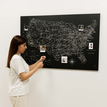 Load image into Gallery viewer, Wooden Canvas USA Map - Black