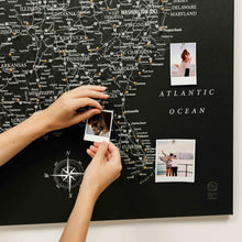 Load image into Gallery viewer, Wooden Canvas USA Map - Black