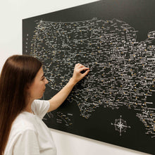 Load image into Gallery viewer, Wooden Canvas USA Map - Black