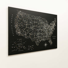 Load image into Gallery viewer, Wooden Canvas USA Map - Black