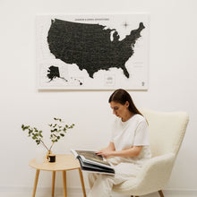 Load image into Gallery viewer, Wooden Canvas USA Map - Onyx