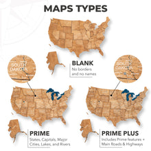 Load image into Gallery viewer, Wooden 3d Map of USA - Oak