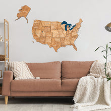 Load image into Gallery viewer, Wooden 3d Map of USA - Oak