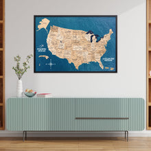 Load image into Gallery viewer, 3D Wooden USA Map on Board Gold