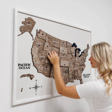Load image into Gallery viewer, 3D Wooden USA Map on Board - Terra
