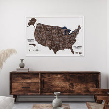 Load image into Gallery viewer, 3D Wooden USA Map on Board Dark Walnut