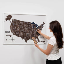 Load image into Gallery viewer, 3D Wooden USA Map on Board Dark Walnut