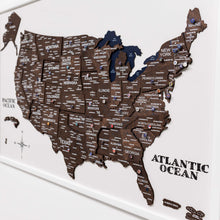 Load image into Gallery viewer, 3D Wooden USA Map on Board Dark Walnut