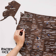 Load image into Gallery viewer, 3D Wooden USA Map on Board Dark Walnut