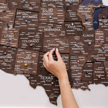 Load image into Gallery viewer, 3D Wooden USA Map on Board Dark Walnut