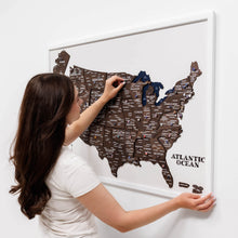 Load image into Gallery viewer, 3D Wooden USA Map on Board Dark Walnut