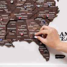 Load image into Gallery viewer, 3D Wooden USA Map on Board Dark Walnut