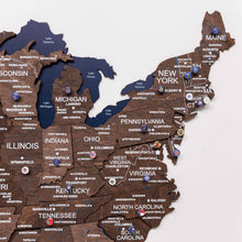 Load image into Gallery viewer, 3D Wooden USA Map on Board Dark Walnut