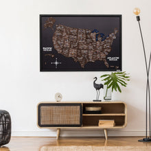 Load image into Gallery viewer, 3D Wooden USA Map on Board Dark Walnut