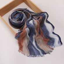 Load image into Gallery viewer, Versatile Printed Striped Pleated Shawl Hijab (MH180)