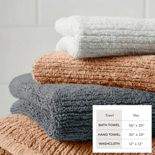 Load image into Gallery viewer, Turkish Cotton Ribbed 6-Piece Bath Towel Set - Georgiana Collection