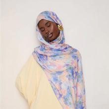 Load image into Gallery viewer, Vibrant Floral Print Scarf Hijab | Lightweight Botanical Headscarf  (MH159)