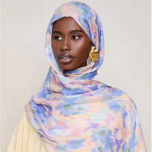 Load image into Gallery viewer, Vibrant Floral Print Scarf Hijab | Lightweight Botanical Headscarf  (MH159)