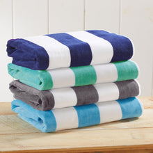 Load image into Gallery viewer, Cotton Velour Cabana Stripe Beach Towel - Novia Collection