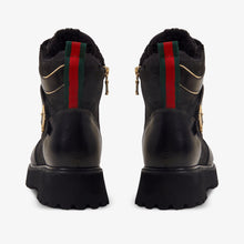 Load image into Gallery viewer, The Boston Black Leather Lace-Up Ankle Women Boot With a Side Zipper