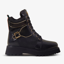 Load image into Gallery viewer, The Boston Black Leather Lace-Up Ankle Women Boot With a Side Zipper