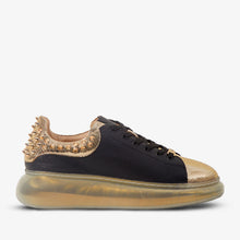 Load image into Gallery viewer, The Venezia Gold &amp; Black Leather Women Sneaker