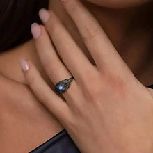 Load image into Gallery viewer, Vintage Gothic Style Synthetic Rainbow Stone Ring with Imitation Black Zirconia
