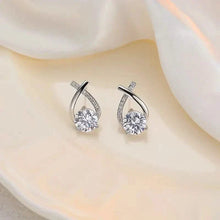 Load image into Gallery viewer, Vintage Style Stud Earrings - Embellished with Rhinestones, Cross Line Design