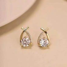 Load image into Gallery viewer, Vintage Style Stud Earrings - Embellished with Rhinestones, Cross Line Design