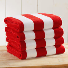 Load image into Gallery viewer, Cotton Velour Cabana Stripe Beach Towel - Novia Collection