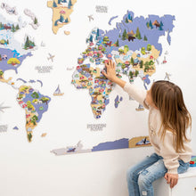 Load image into Gallery viewer, Animal World Map Indigo