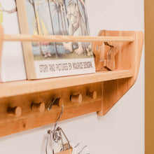 Load image into Gallery viewer, Nursery Wall Shelf with Hooks