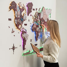 Load image into Gallery viewer, 3D LUMINOUS LED Wooden World Map 2.0 Cappuccino